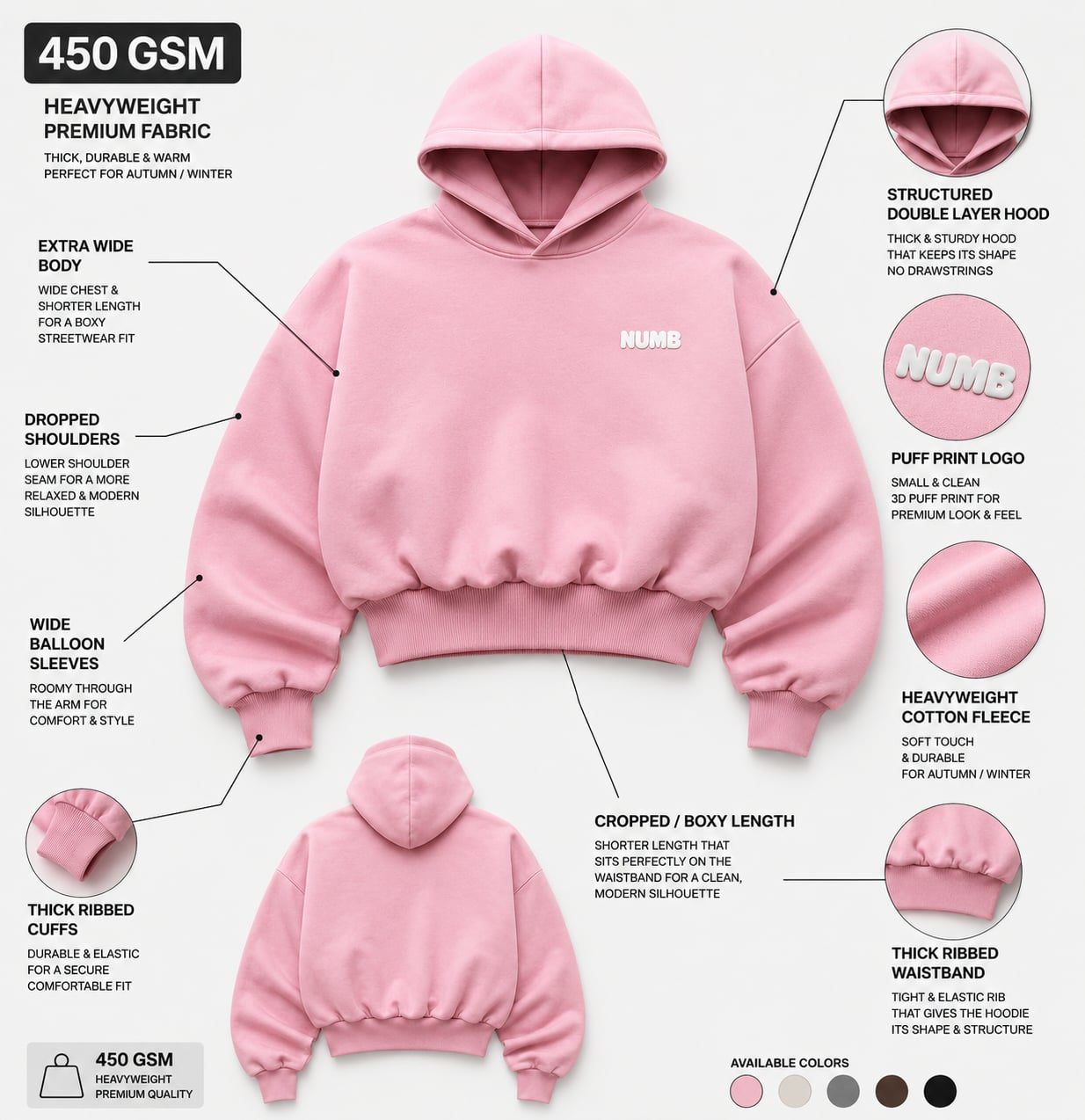 Bluza NUMB Boxy 450 GSM — Crystal
